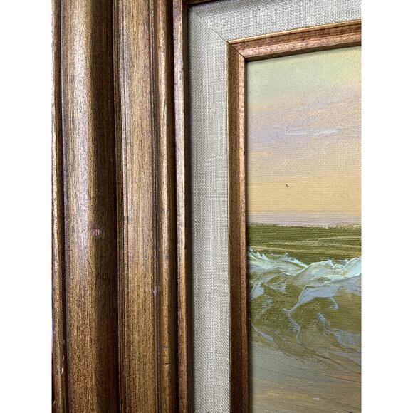 Vintage Oil Seascape Painting on Canvas Board Signed Frame Marked Mexico - Picture 10 of 10